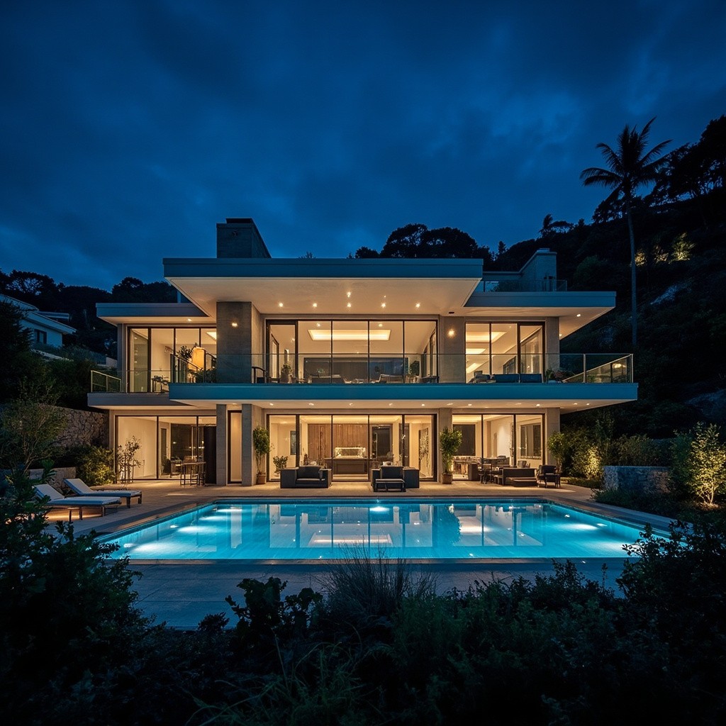 Casa Nocturne luxury mansion at night